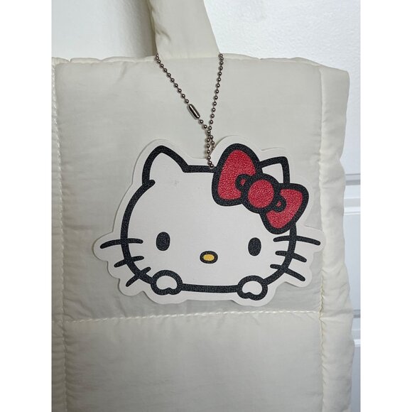 Hello Kitty Quilted Tote Bag White With Red Bow Design Cute & Spacious For Every - Picture 4 of 8